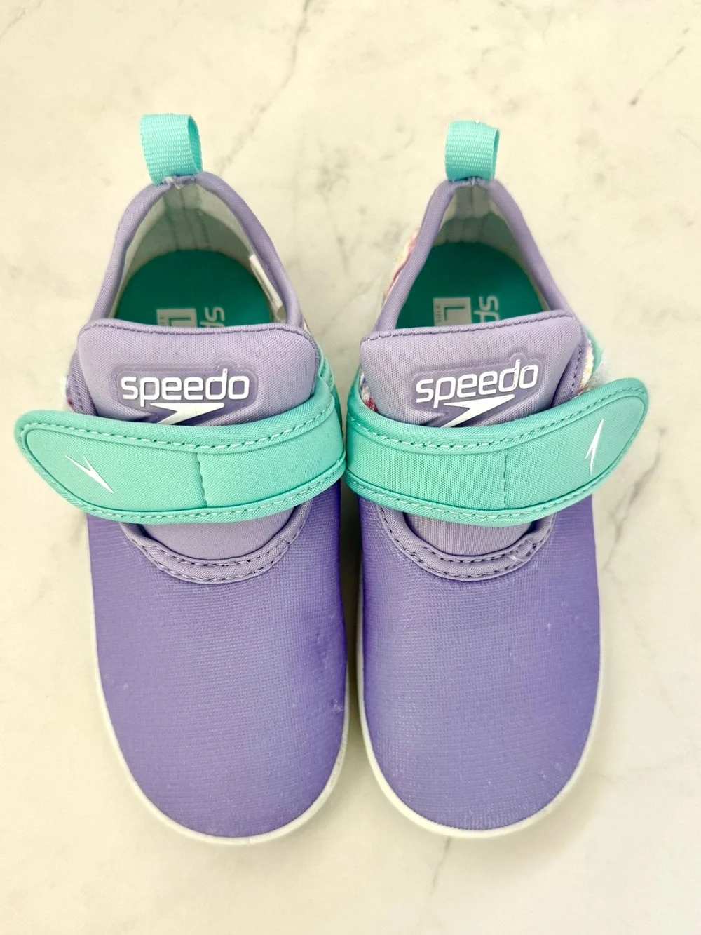 Speedo Girls Purple and Teal Hook-and-Loop Water Shoes size 9T/10T